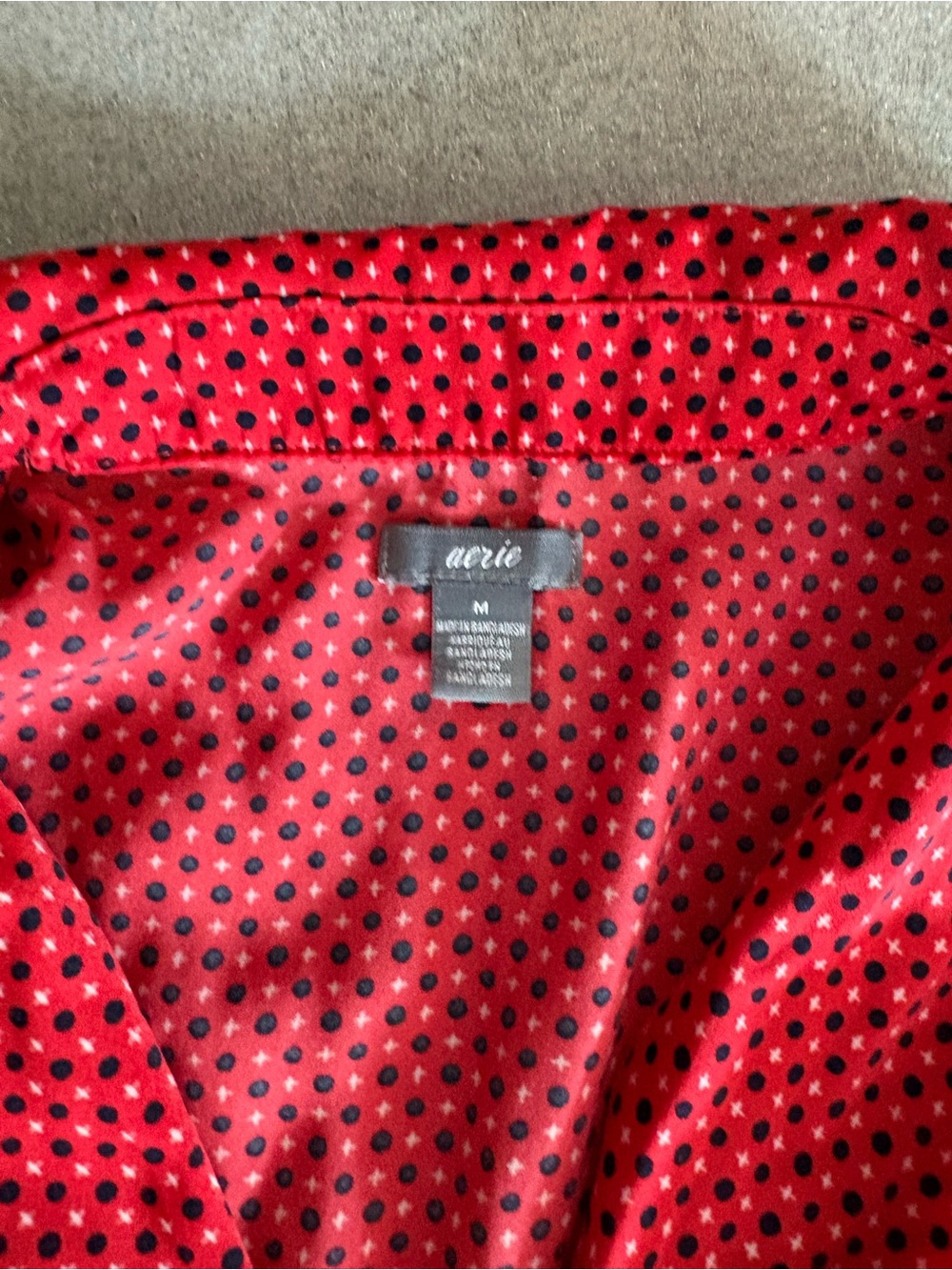 aerie Red Black Festival Patterned LS Pajama Set Holiday Polyester - Picture 2 of 11